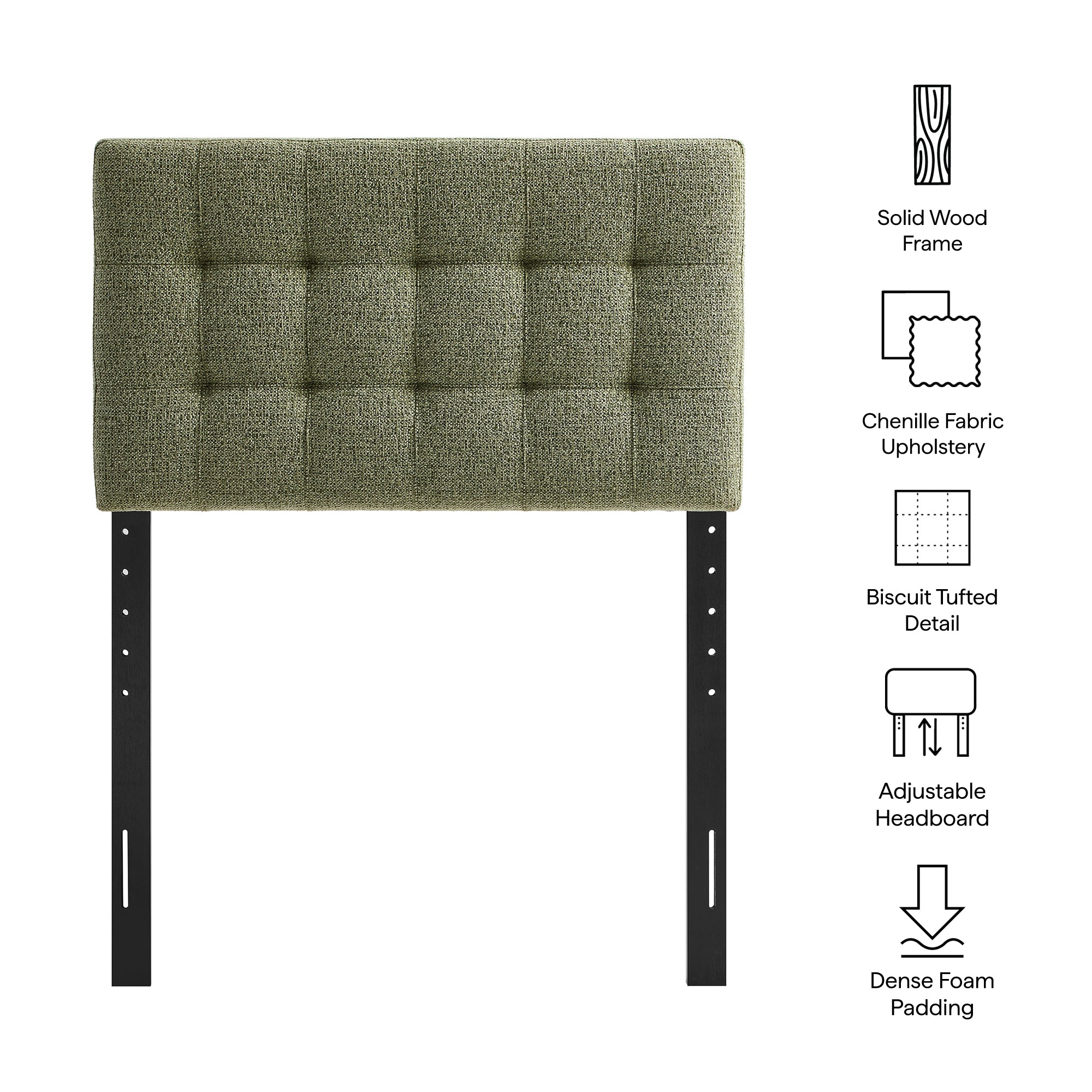 Lily Upholstered Twin Size Headboard, Leaf