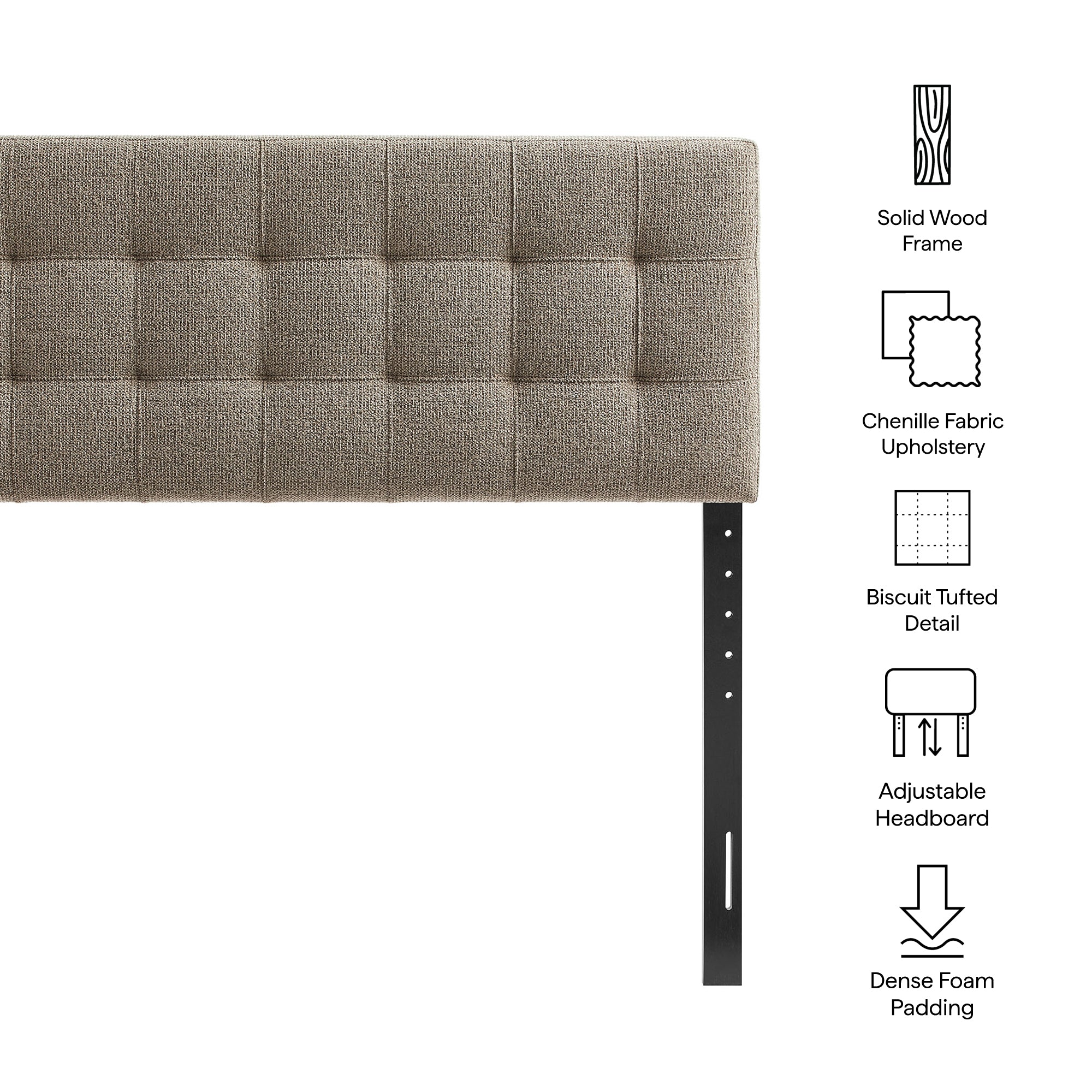 Lily Upholstered Full Size Headboard, Taupe