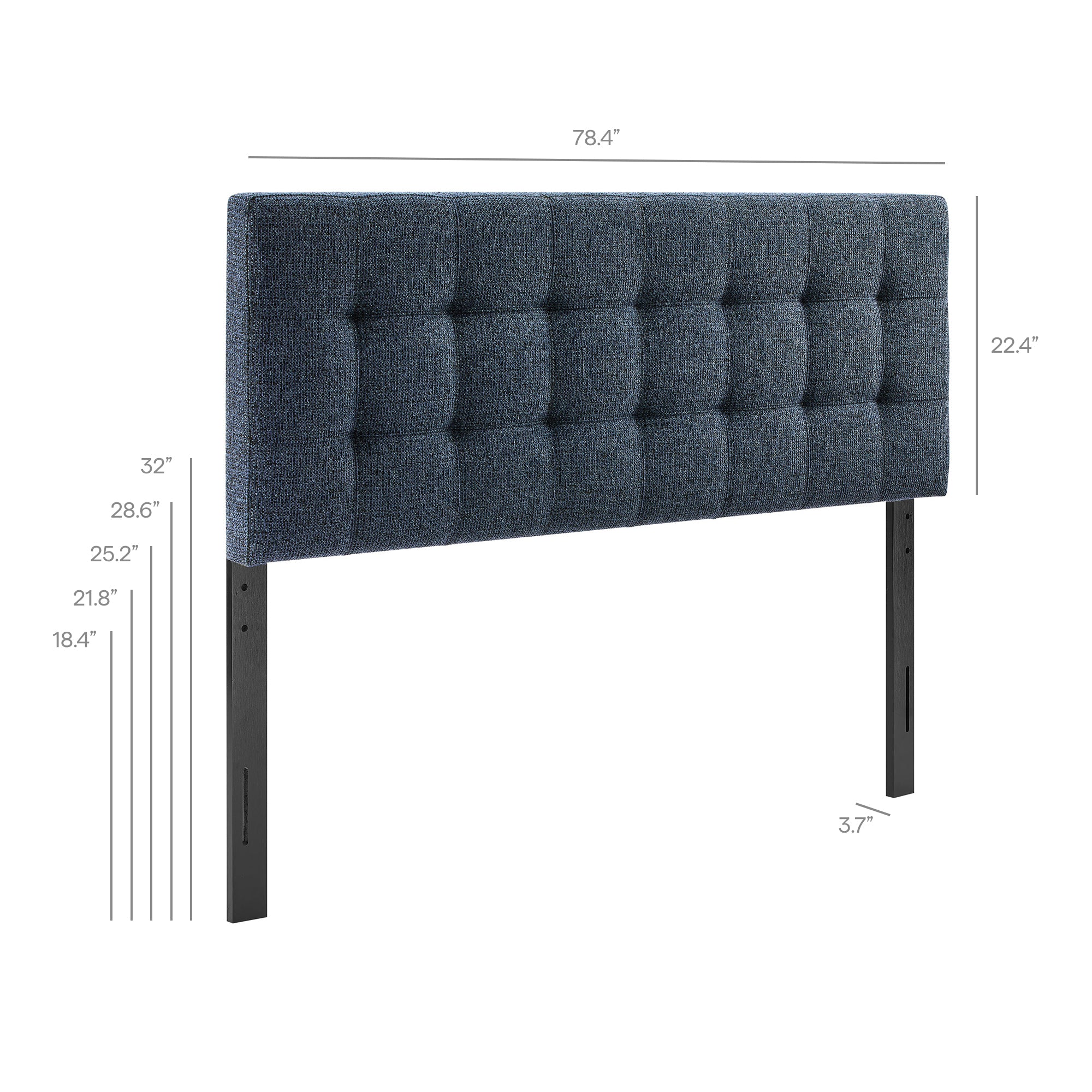Lily Upholstered King Size Headboard, Navy Chenille