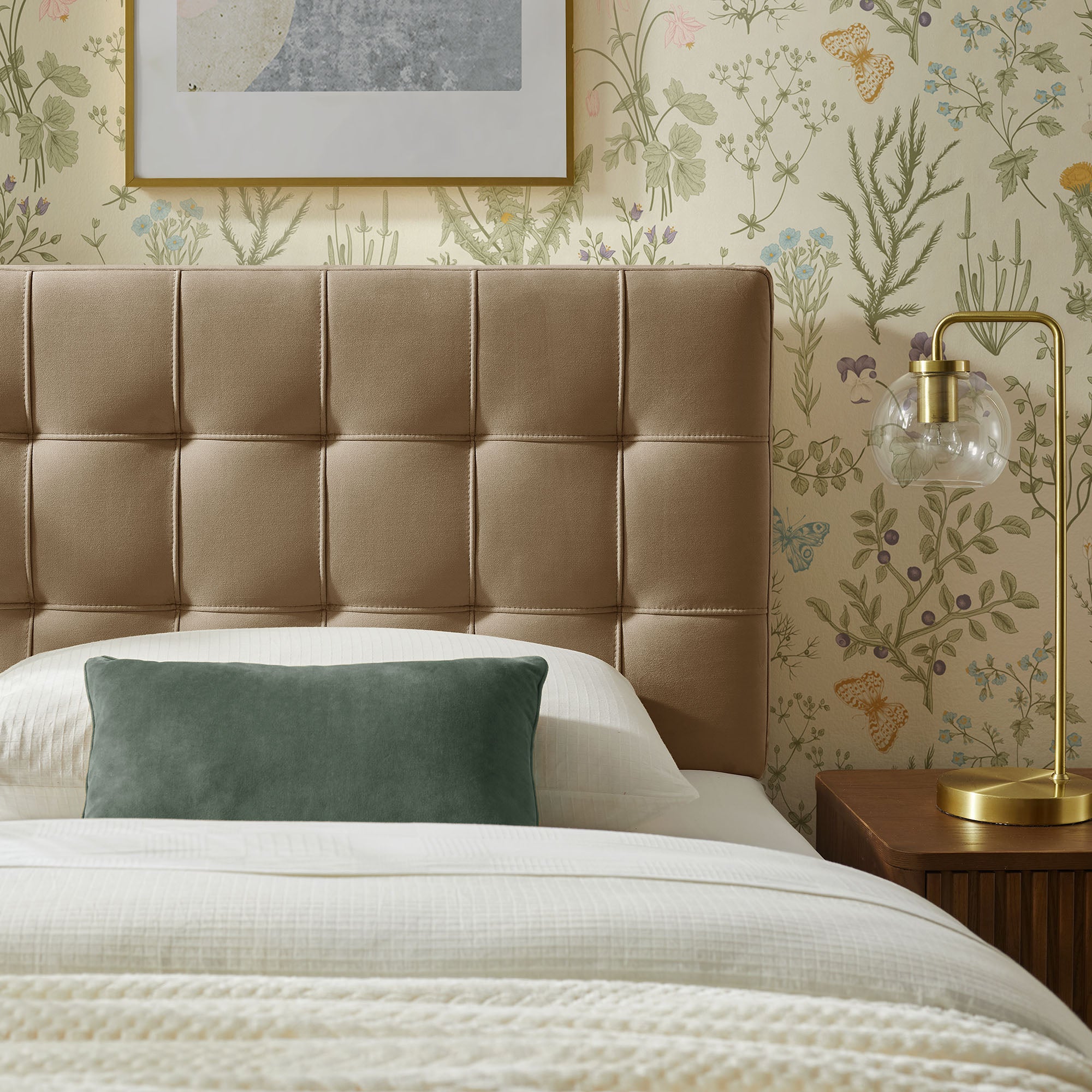 Lily Stain-Resistant Performance Velvet Twin Size Headboard, Taupe
