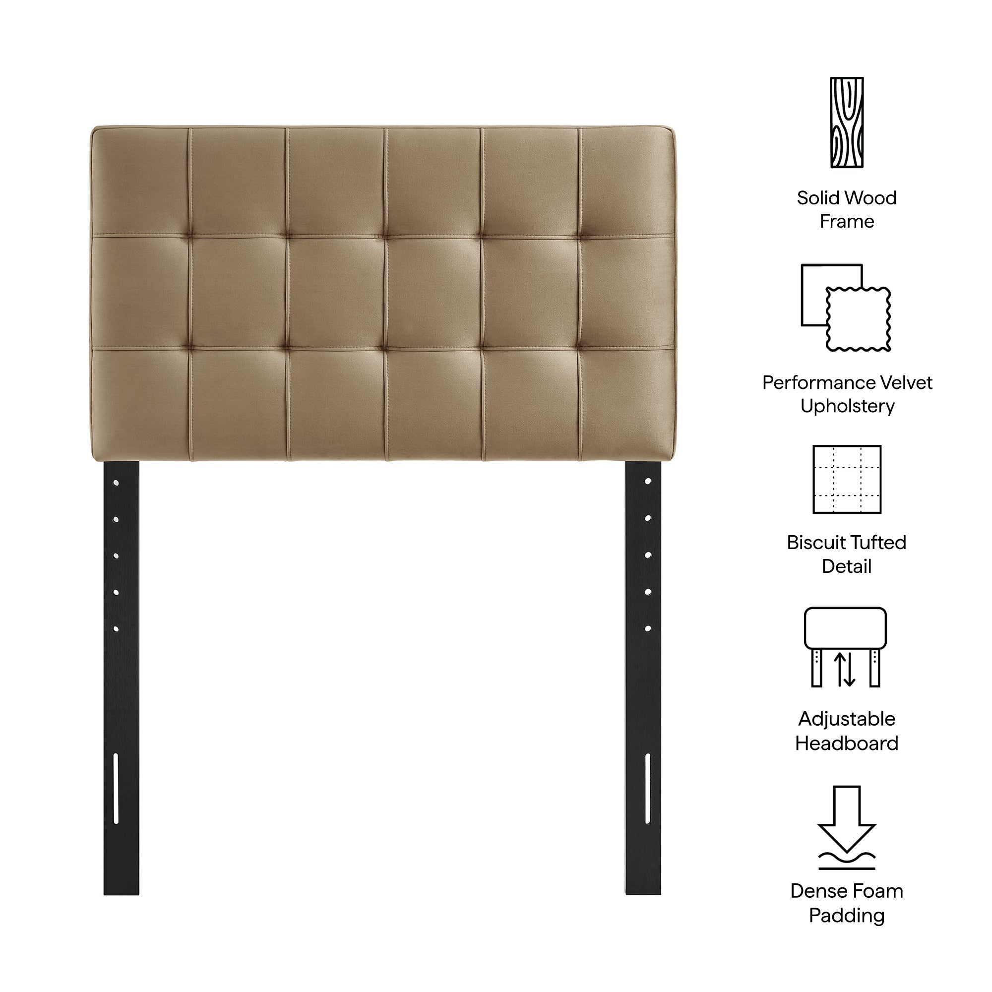 Lily Stain-Resistant Performance Velvet Twin Size Headboard, Taupe