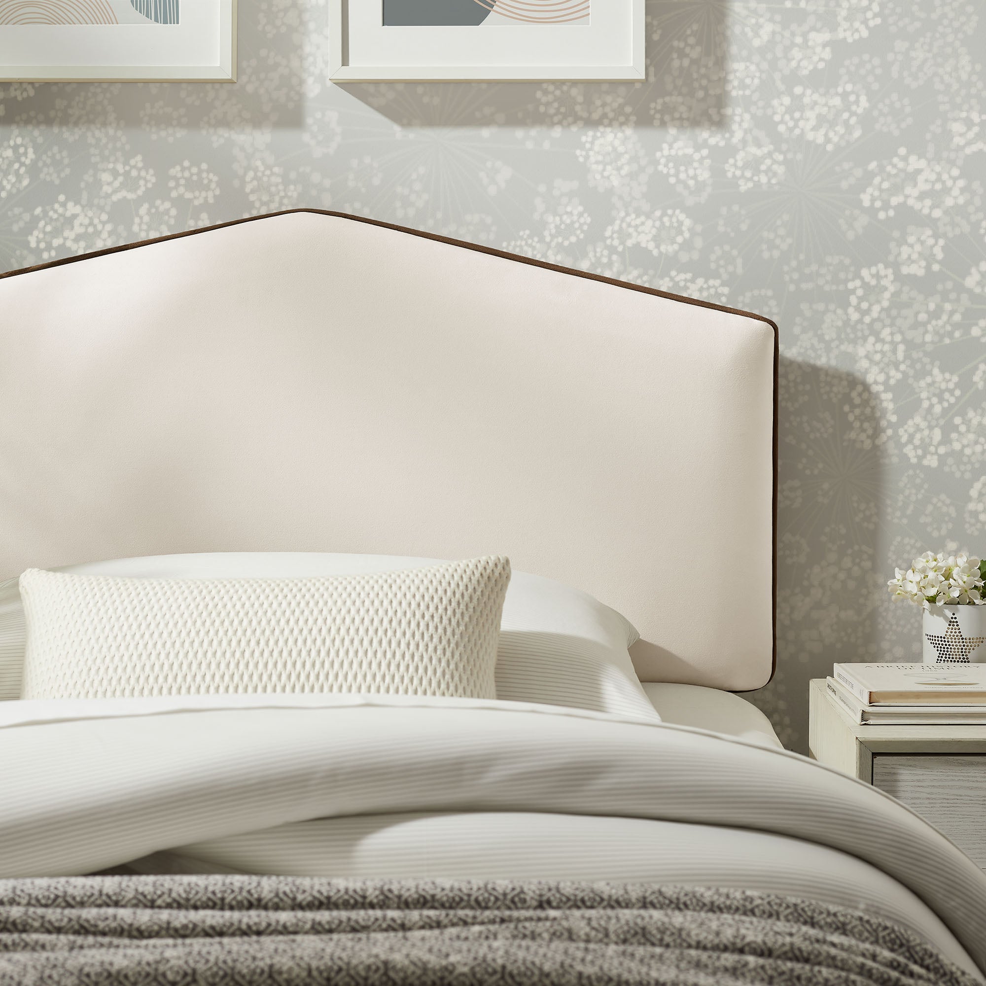 Cosette Performance Velvet Twin Size Headboard, Alabaster