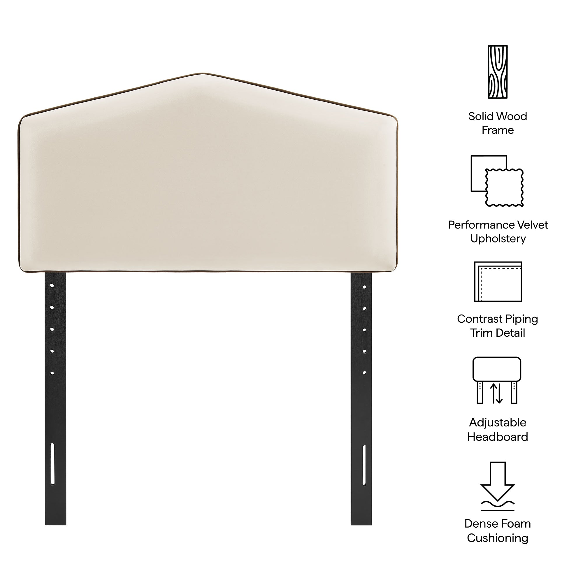 Cosette Performance Velvet Twin Size Headboard, Alabaster