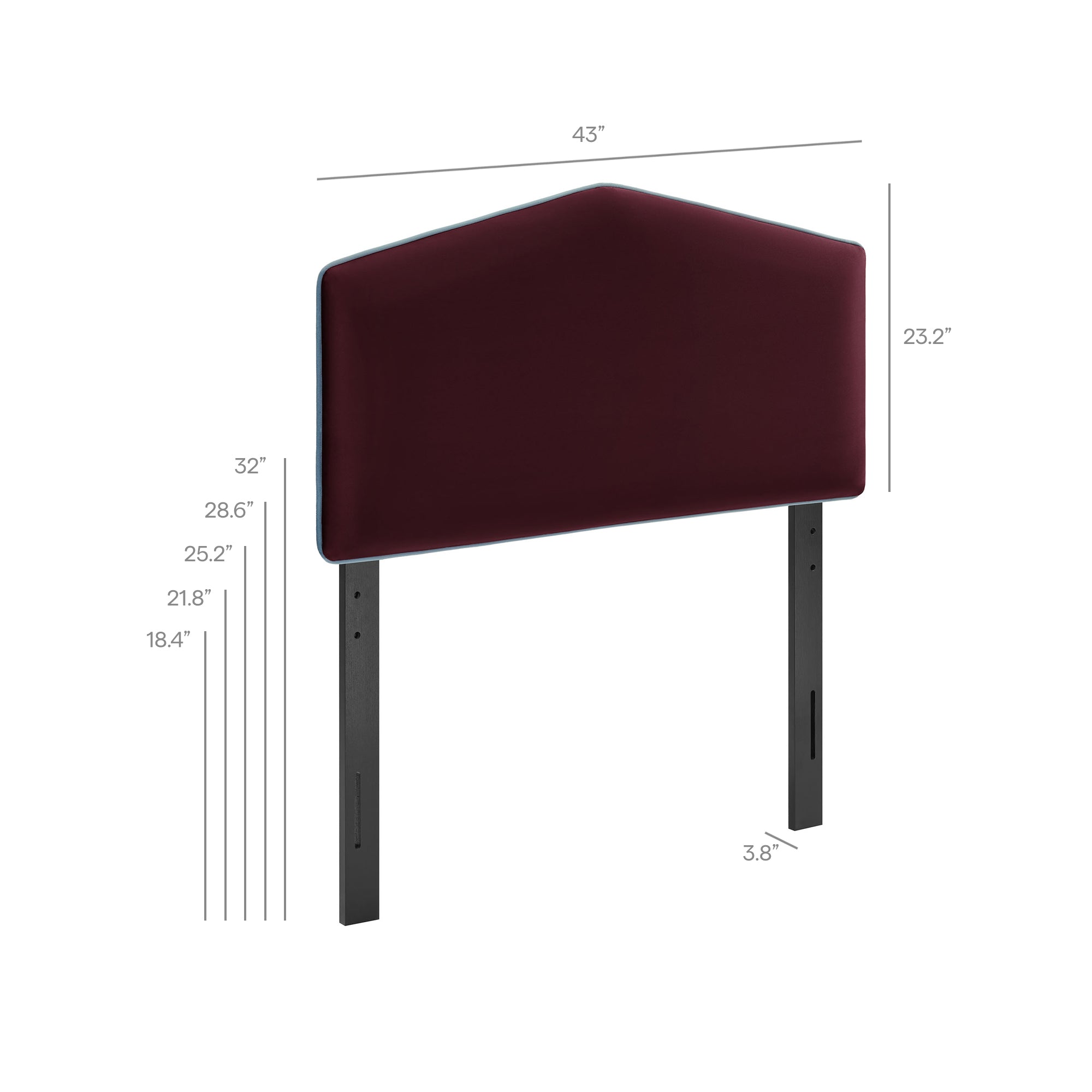 Cosette Performance Velvet Twin Size Headboard, Mulberry