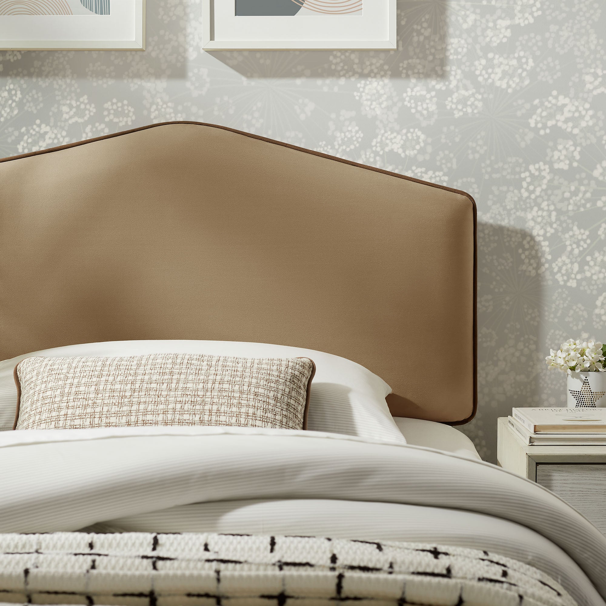Cosette Performance Velvet Twin Size Headboard, Taupe
