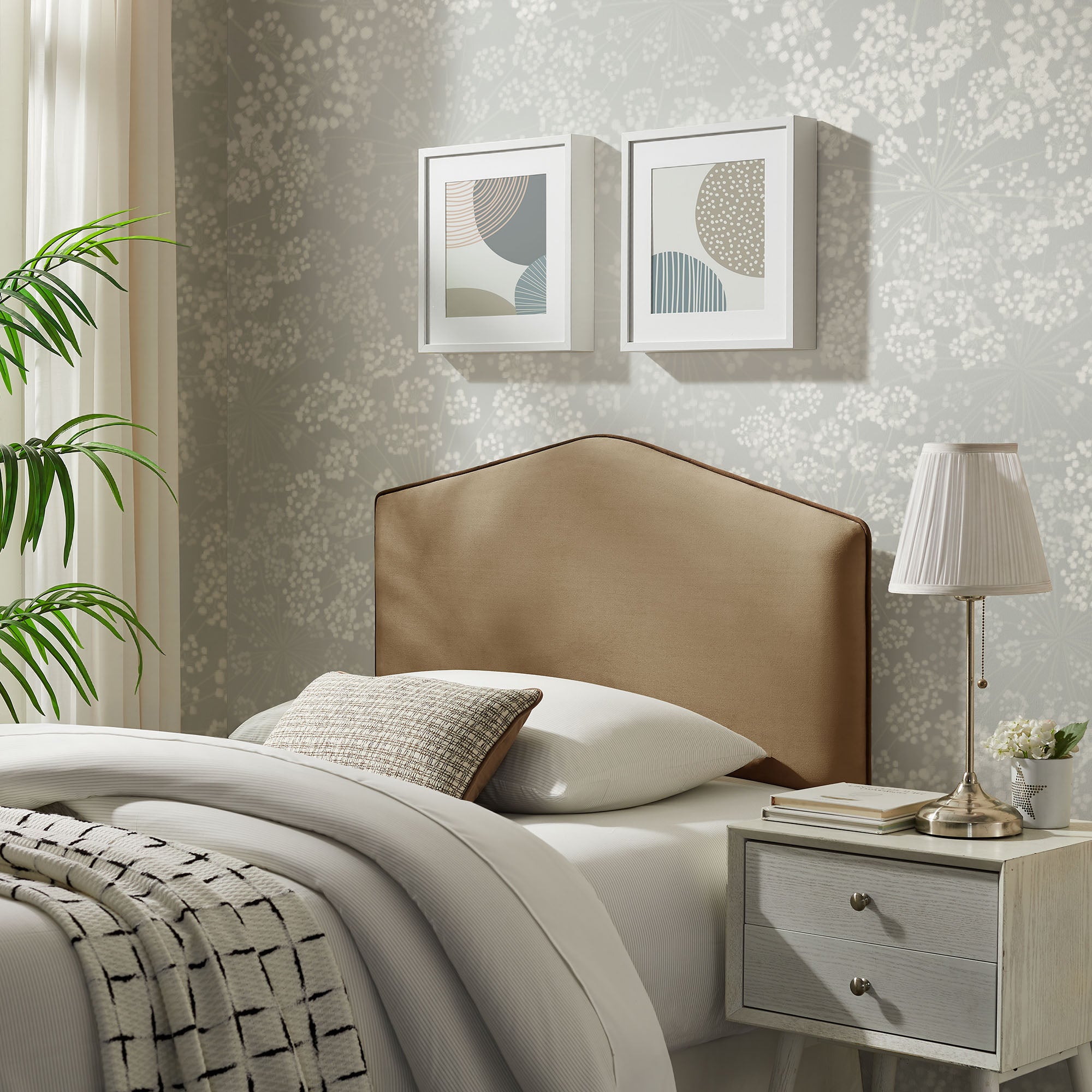 Cosette Performance Velvet Twin Size Headboard, Taupe
