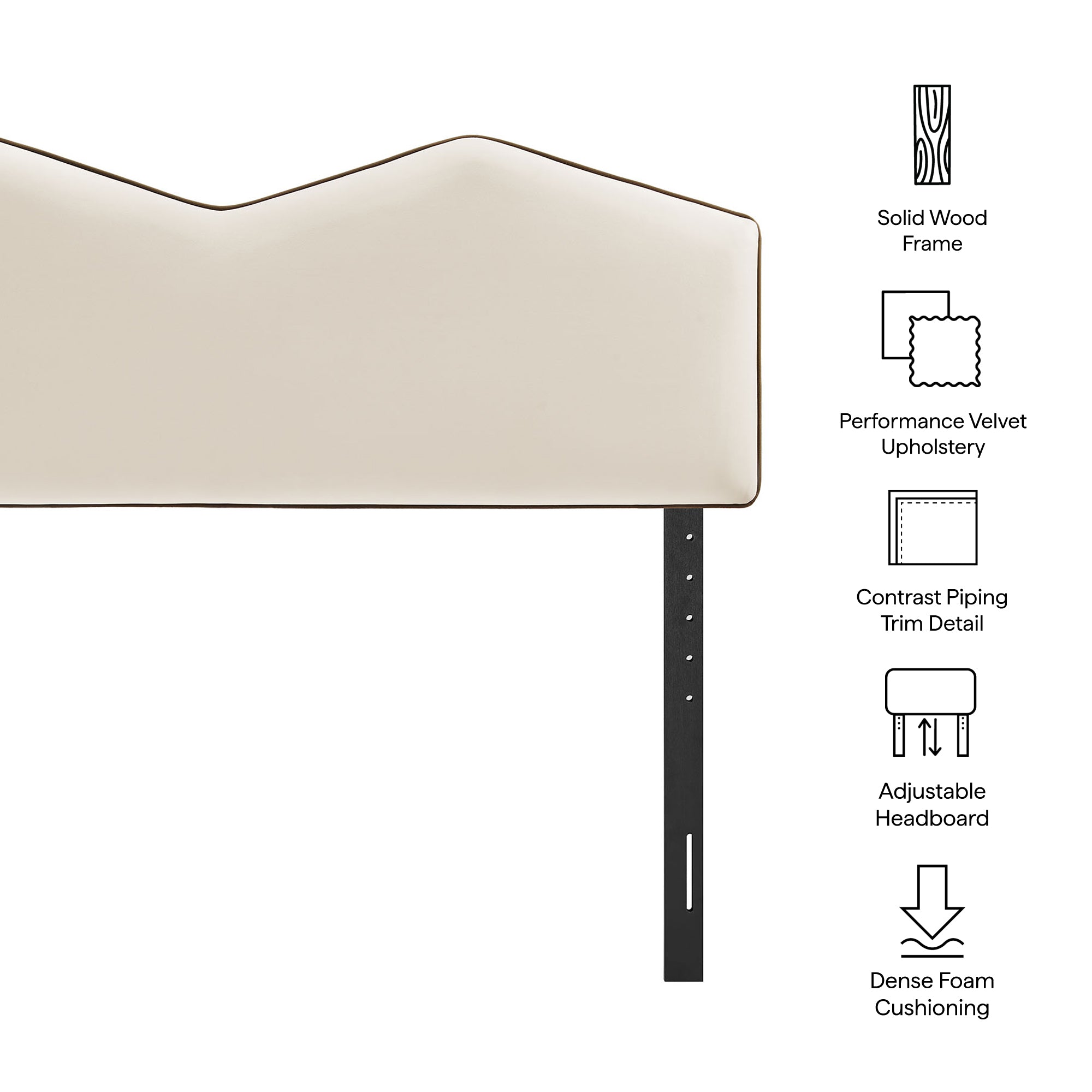 Cosette Performance Velvet Full Size Headboard, Alabaster