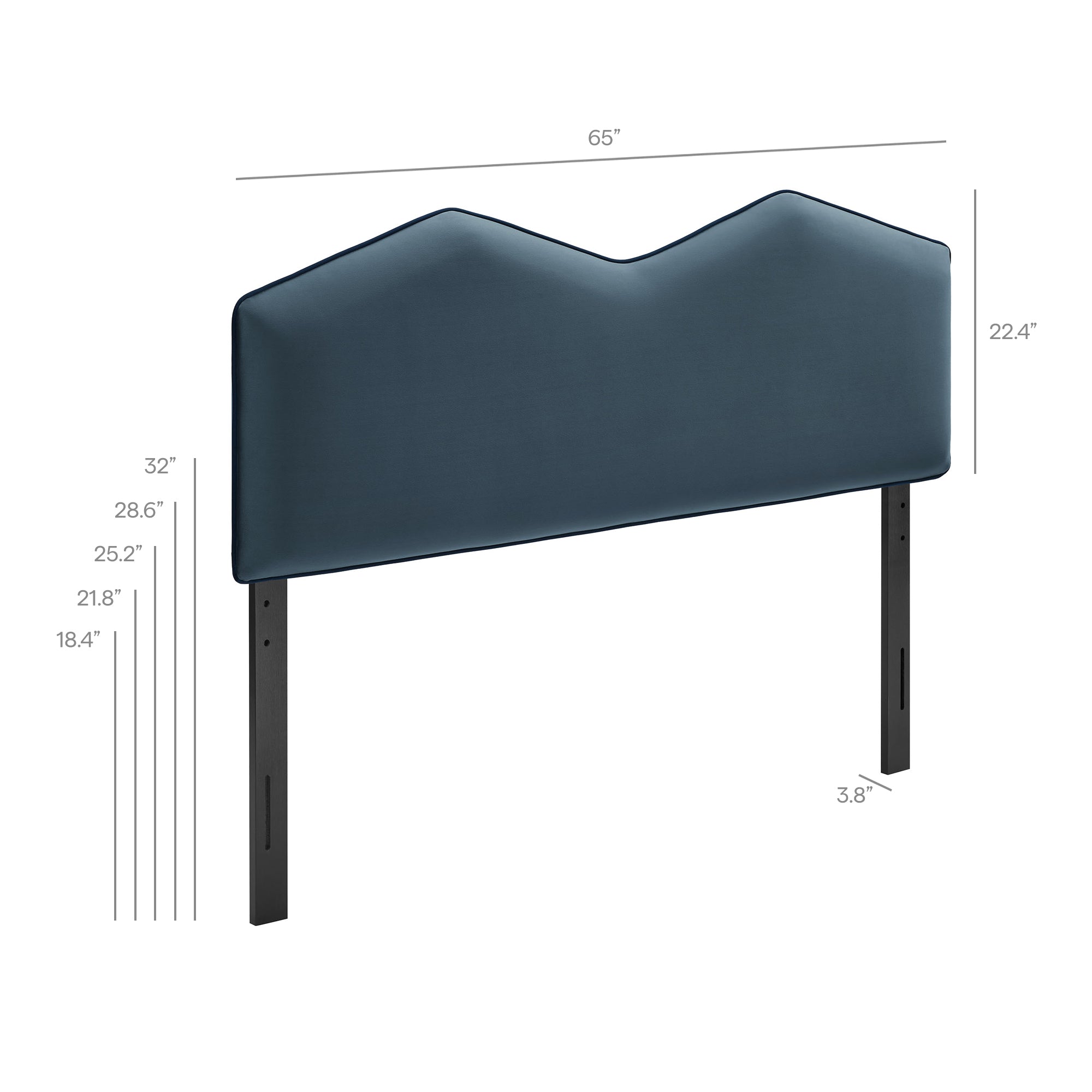 Cosette Performance Velvet Queen Size Headboard, Cadet Blue