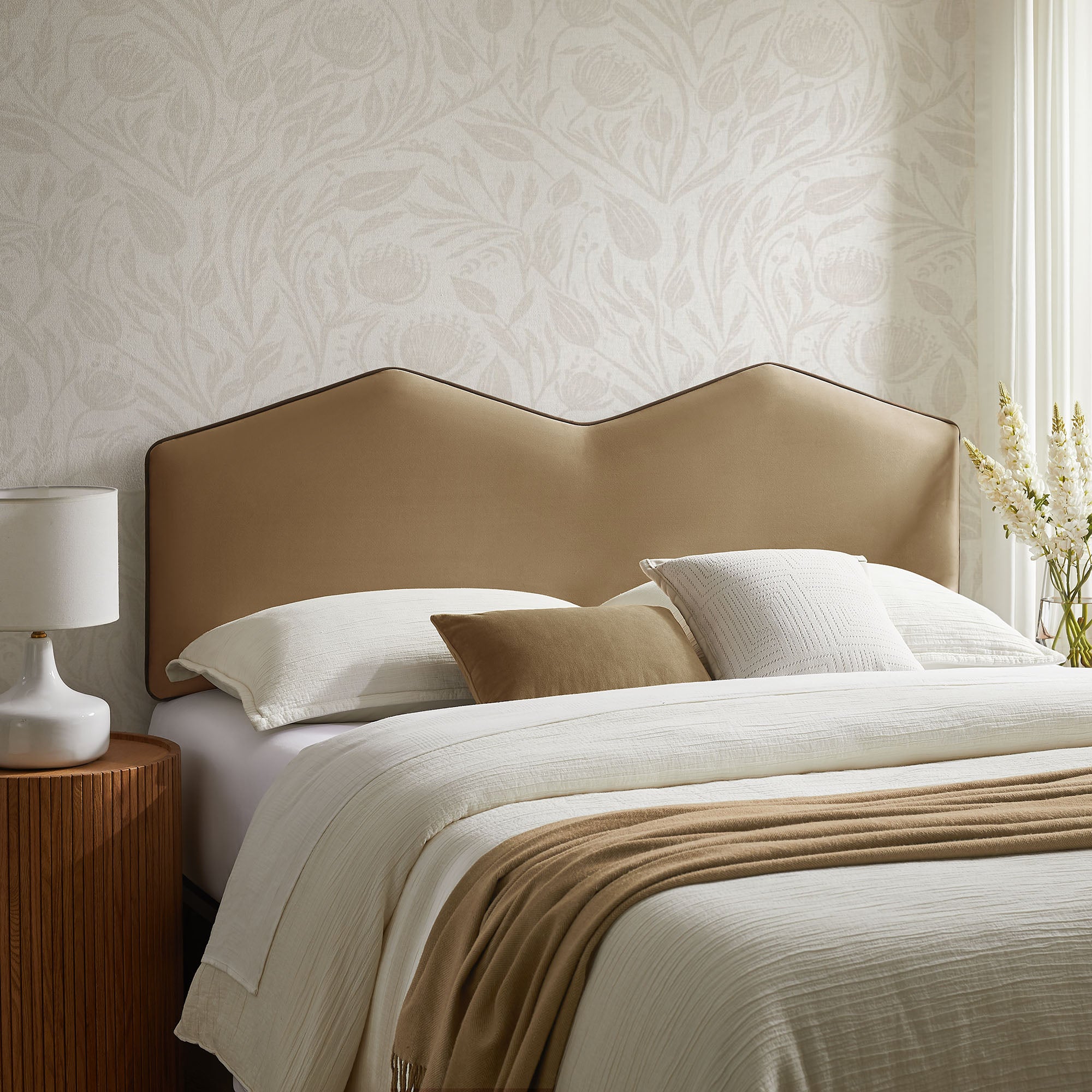 Cosette Performance Velvet Queen Size Headboard, Taupe