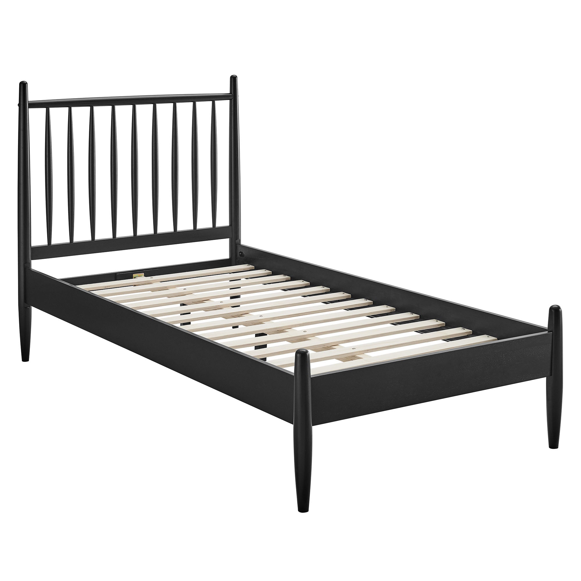 Zane Twin Size Spindle Bed Frame, Black