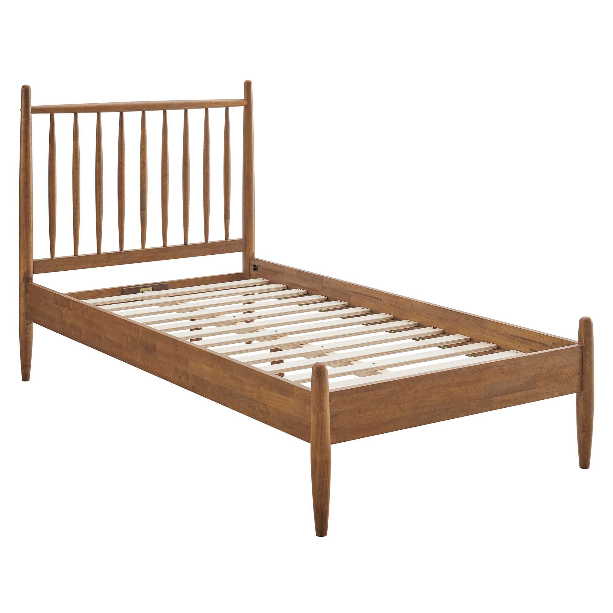 Zane Twin Size Spindle Bed Frame, Walnut