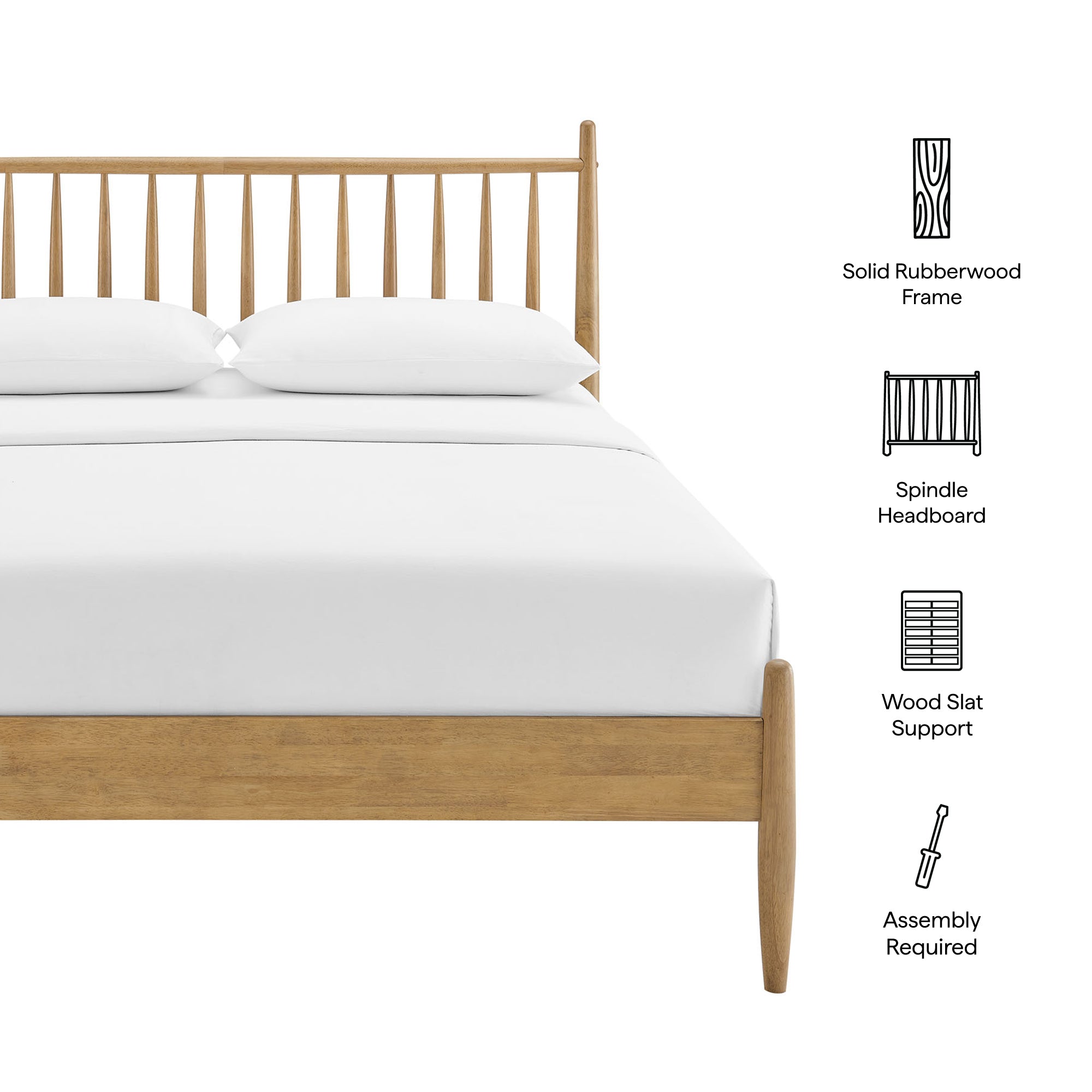 Zane Full Size Spindle Bed Frame, Light Oak