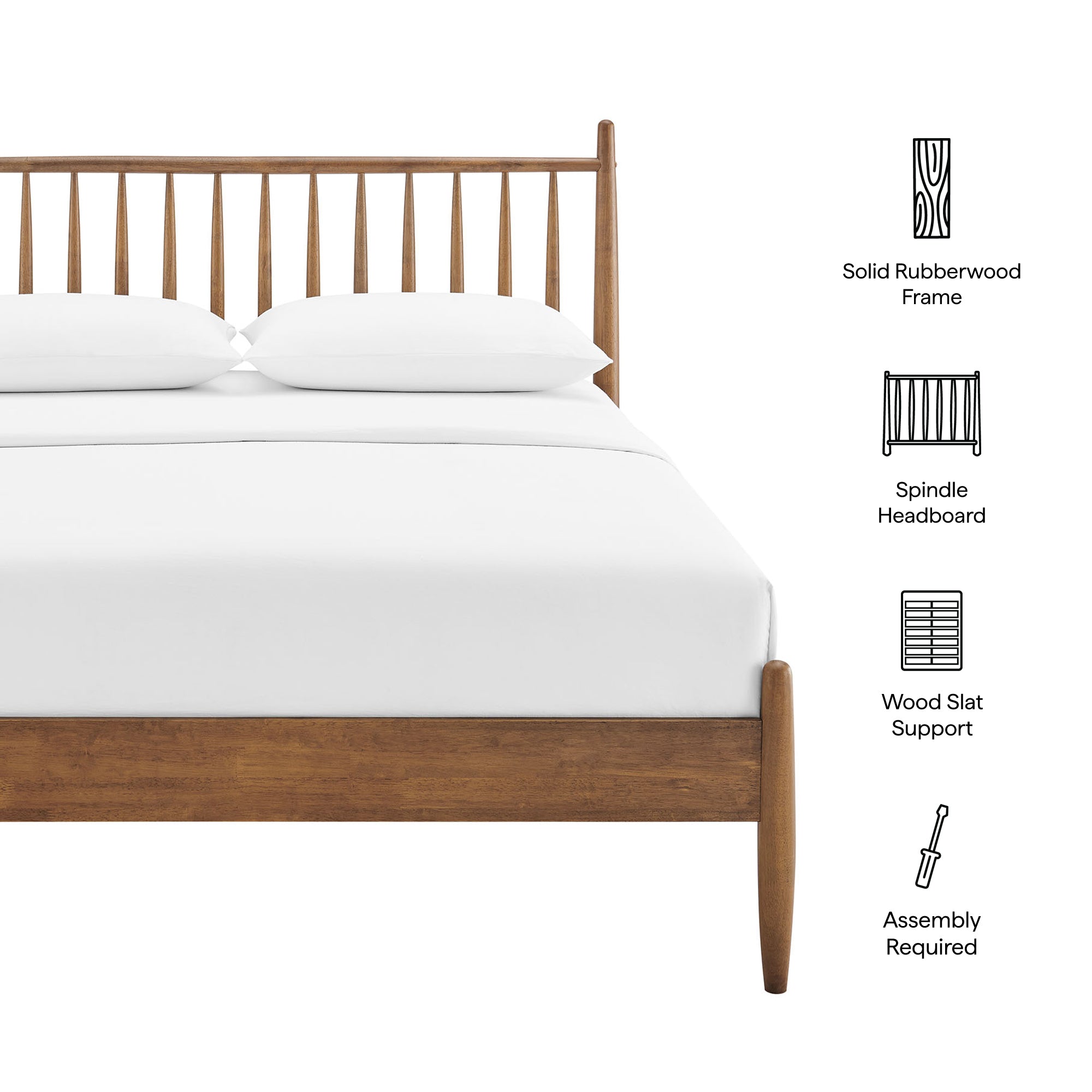 Zane Full Size Spindle Bed Frame, Walnut