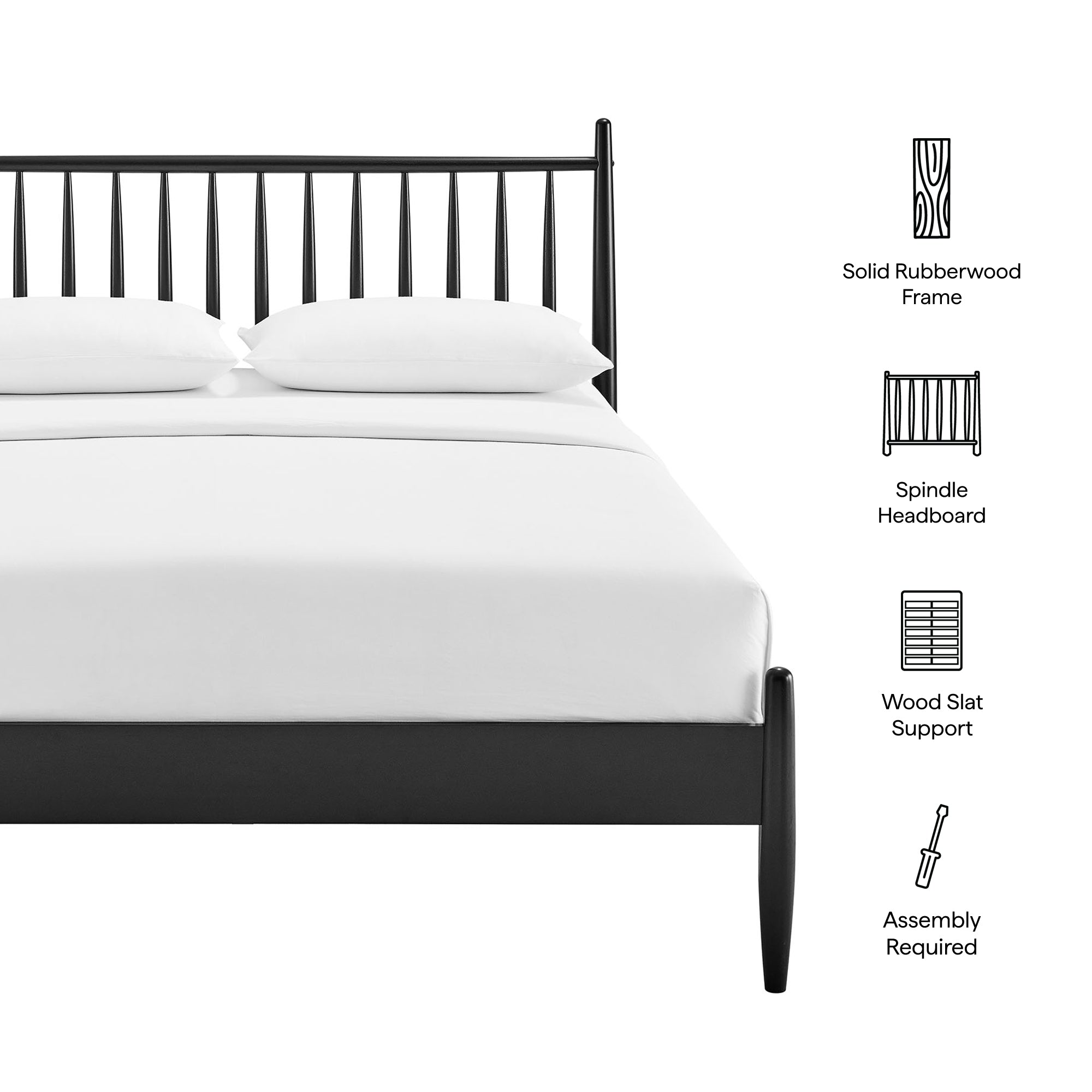 Zane Queen Size Spindle Bed, Black