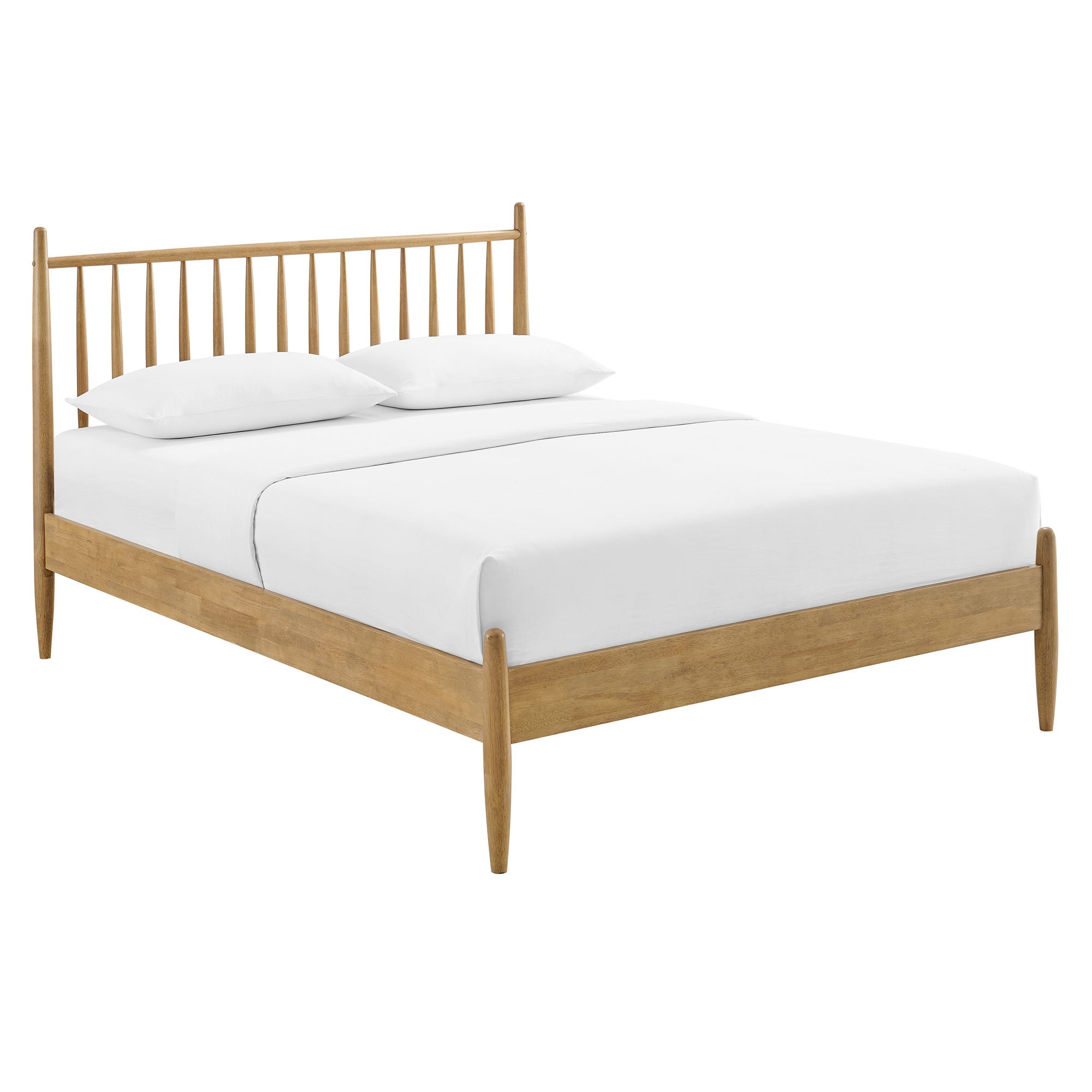 Zane Queen Size Spindle Bed, Light Oak