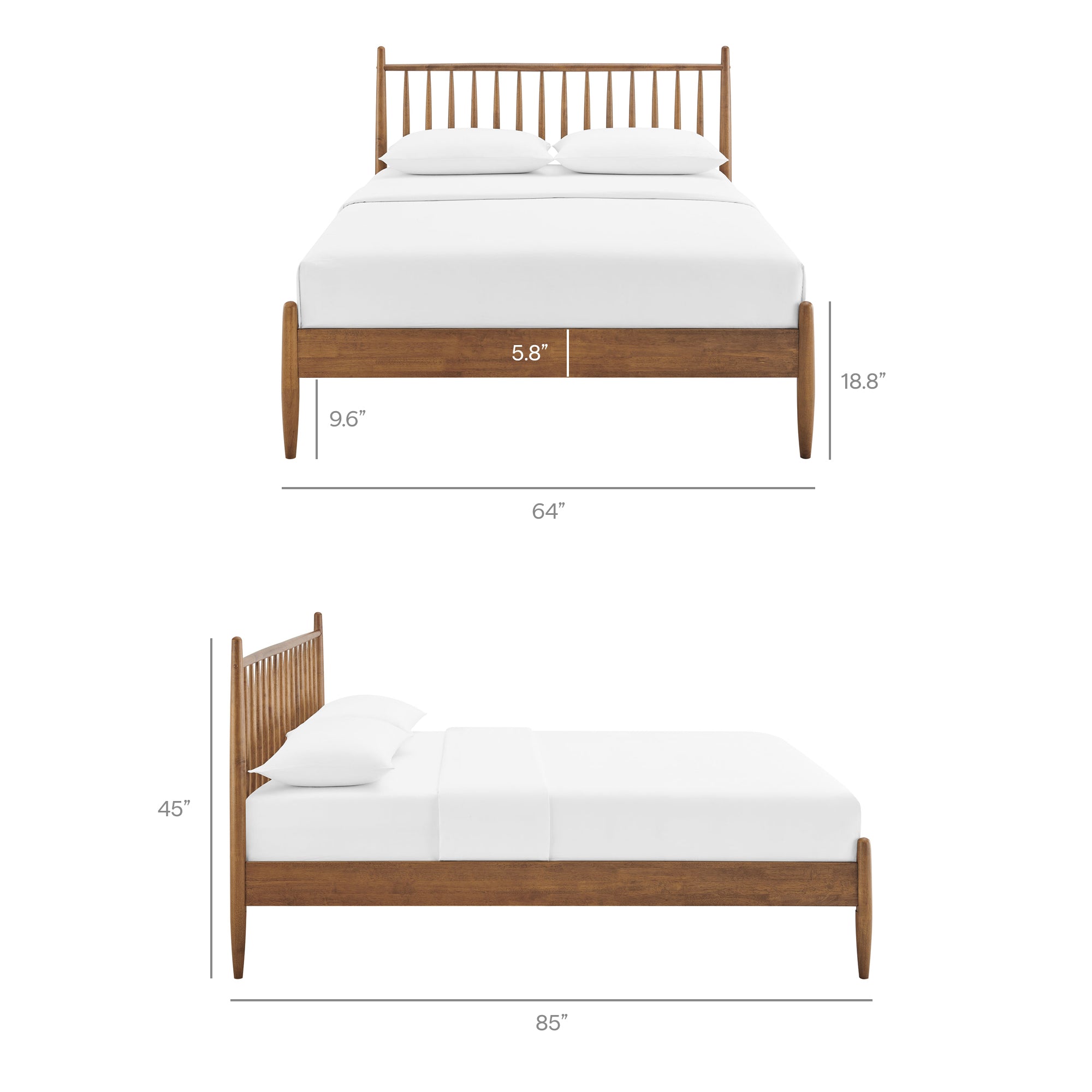 Zane Queen Size Spindle Bed, Walnut