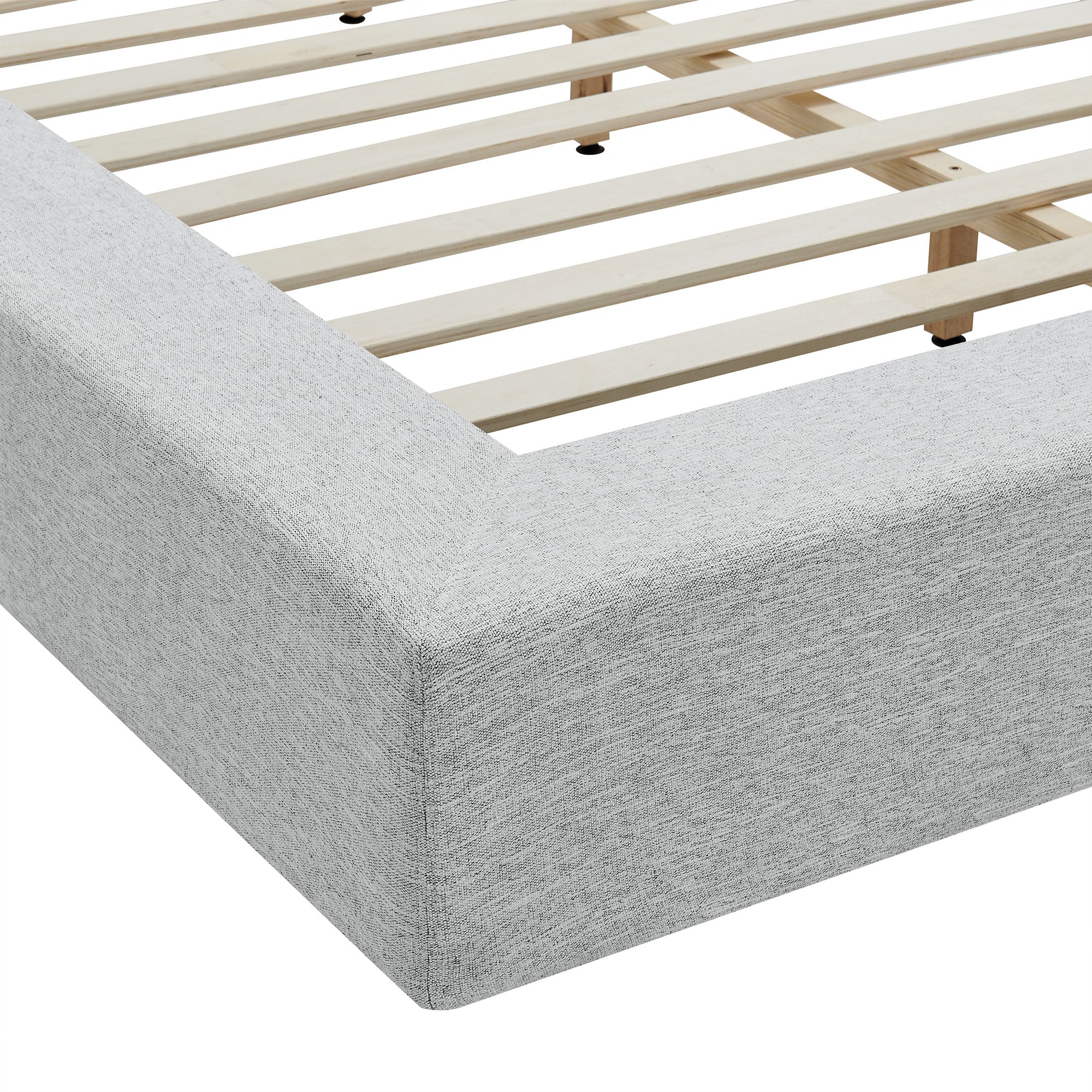 Luma Chenille Upholstered King Platform Bed Frame, Light Gray Fabric