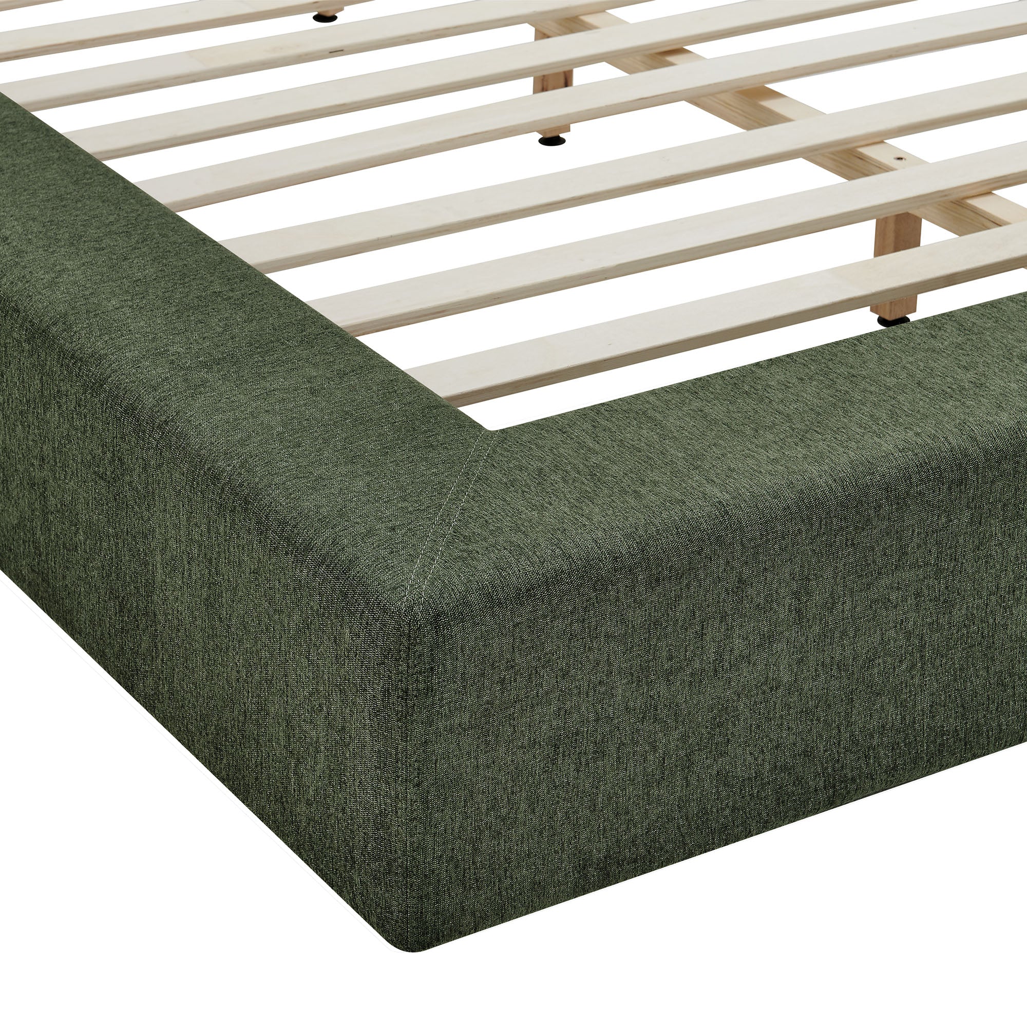Luma Chenille Upholstered King Platform Bed Frame, Eucalyptus