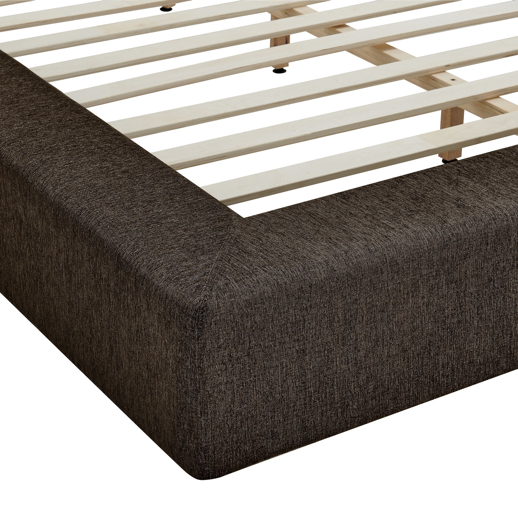 Luma Chenille Upholstered King Platform Bed Frame, Java