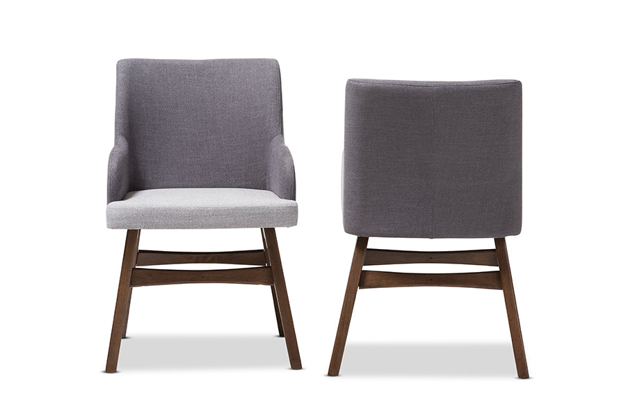 Monte Mid-Century Modern Two-Tone Grey Fabric Armchair (Set of 2)