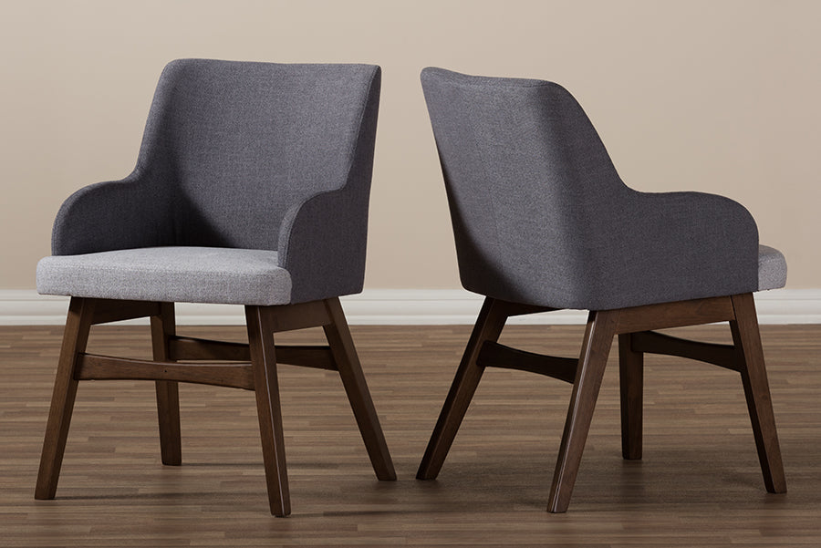 Monte Mid-Century Modern Two-Tone Grey Fabric Armchair (Set of 2)