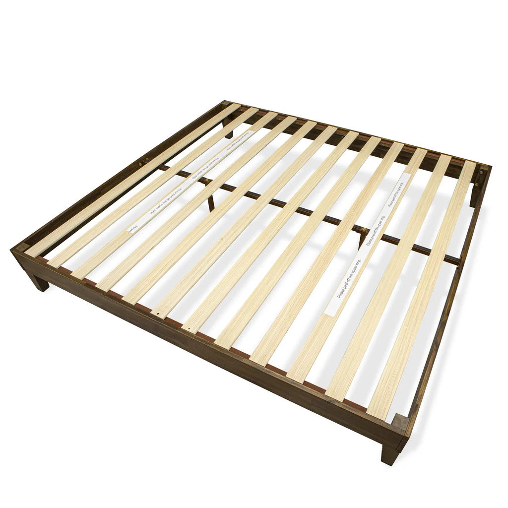 Valis East West Furniture King Size Walnut Solid Wood Platform Bed Frame – Modern Style with 6-Leg Support System
