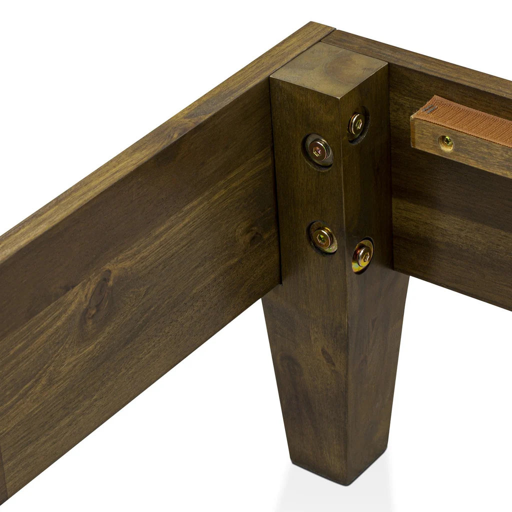 Valis East West Furniture King Size Walnut Solid Wood Platform Bed Frame – Modern Style with 6-Leg Support System