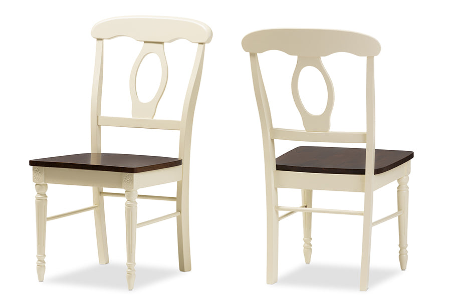 Napoleon French Country Cottage Buttermilk and "Cherry" Brown Finishing Wood Dining Chair
