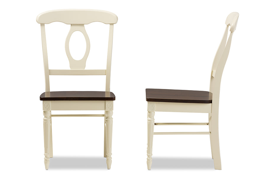 Napoleon French Country Cottage Buttermilk and "Cherry" Brown Finishing Wood Dining Chair