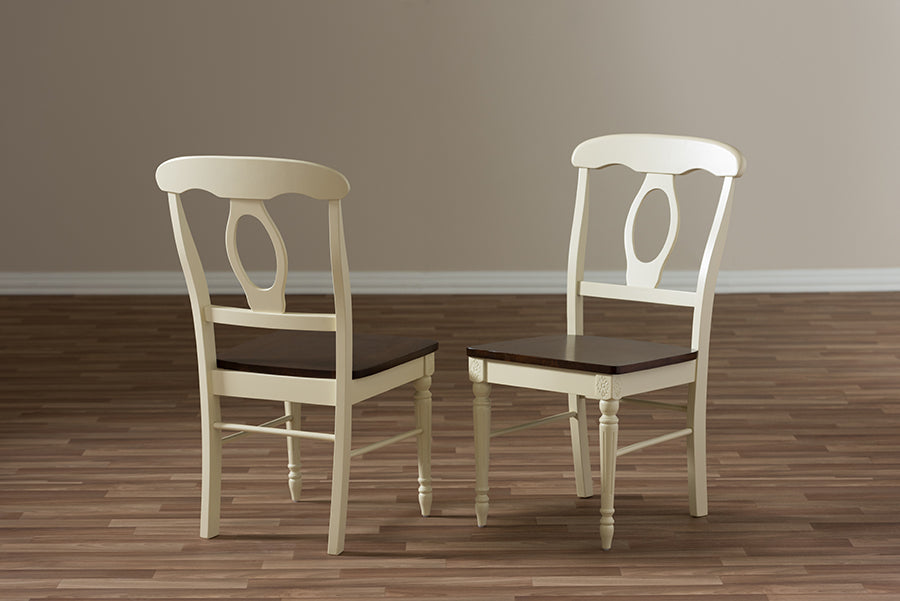 Napoleon French Country Cottage Buttermilk and "Cherry" Brown Finishing Wood Dining Chair