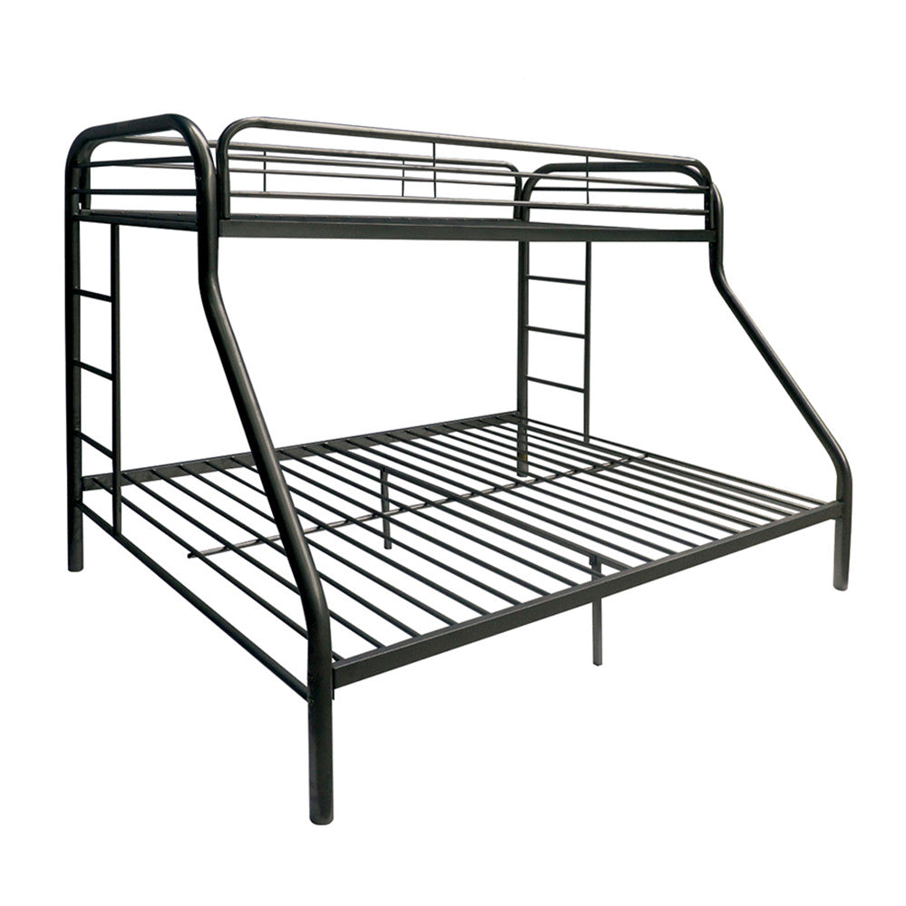 Lisa Tritan Metal Twin/Full Bunk Bed Gunmetal – Space-Saving Design with Safety Rails