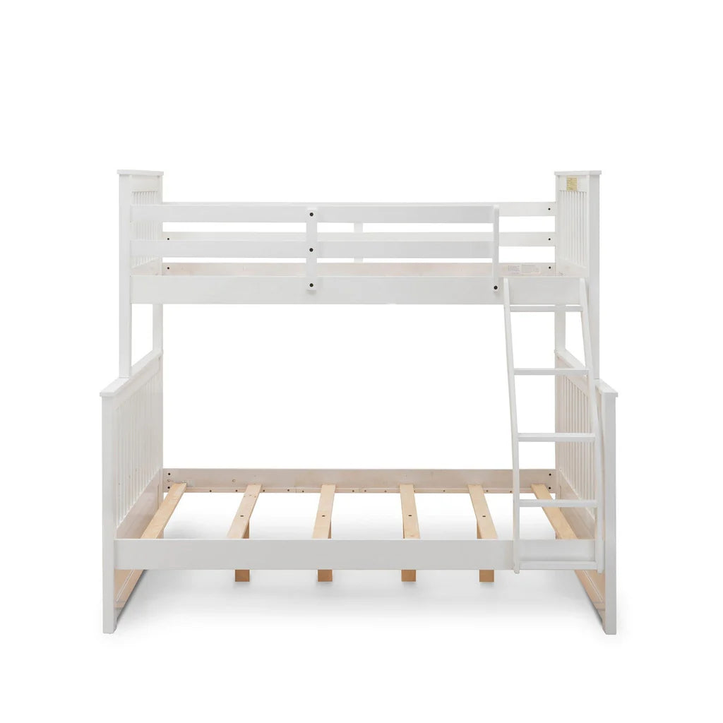 Merida Odessa Twin/Full White Wood Bunk Bed – Modern Space-Saving Design