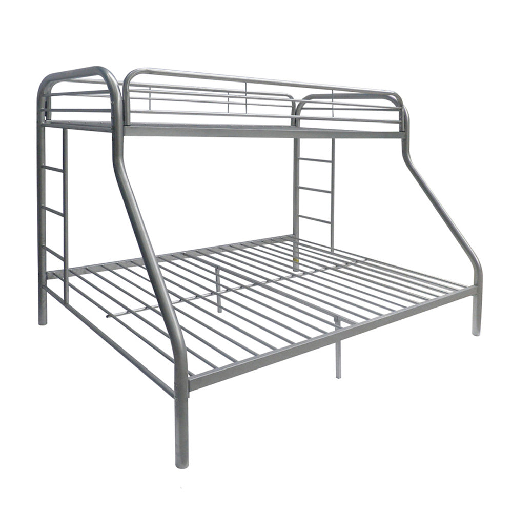 Lisa Tritan Metal Twin/Full Bunk Bed Gunmetal Space-Saving Design with Safety Rails