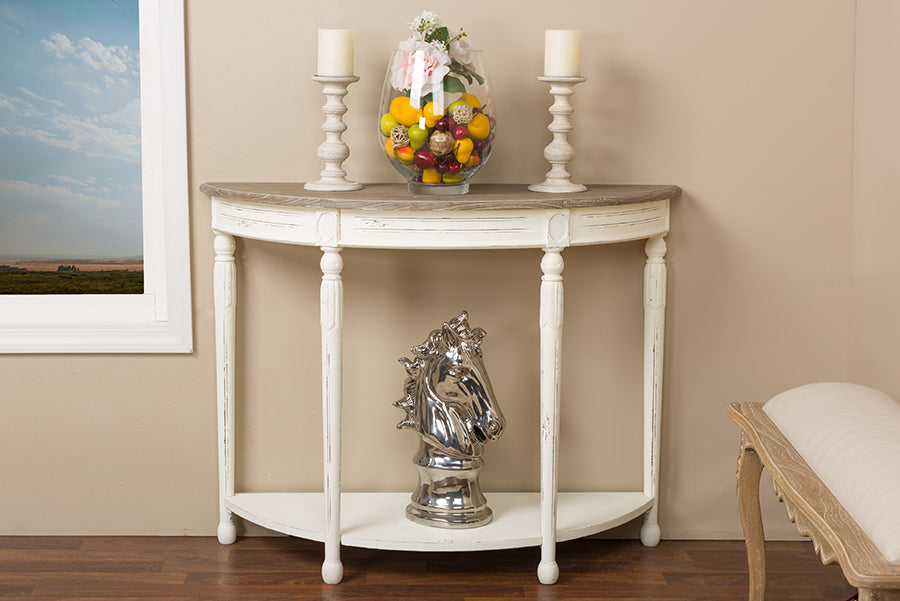 Vologne Traditional White Wood French Console Table