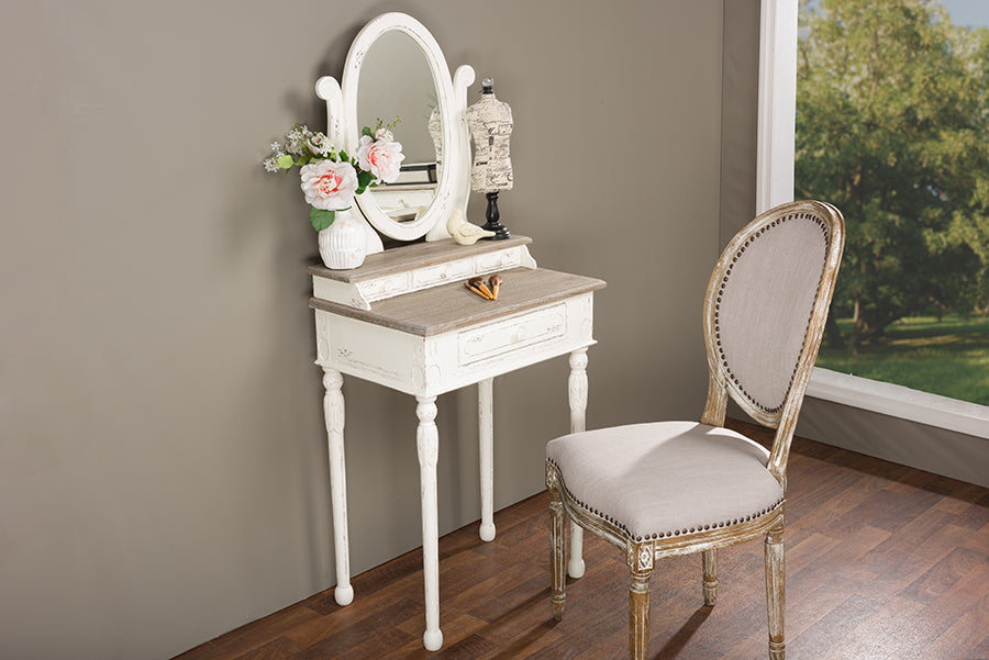 Anjou Traditional French Accent Dressing Table with Mirror