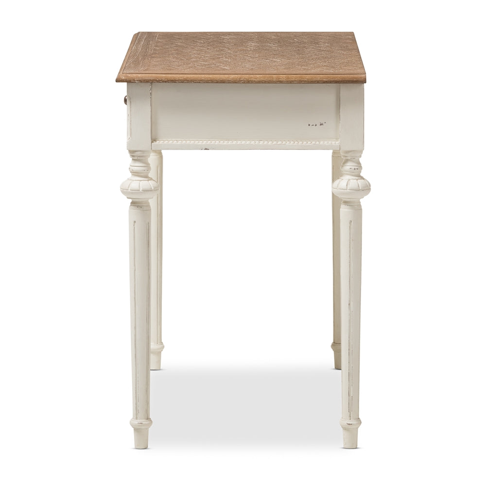Marquetterie French Provincial Weathered Oak and Whitewash Writing Desk