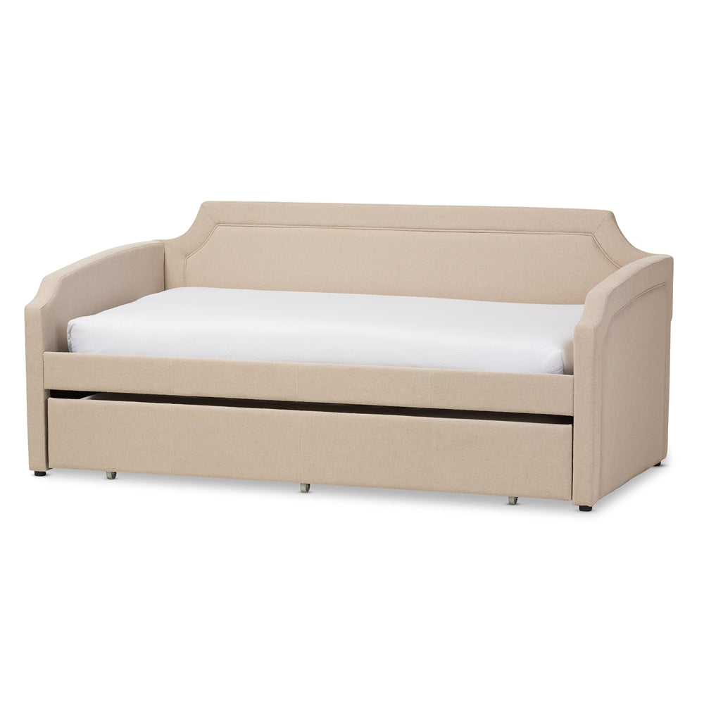 Parkson Twin Size Daybed Grey Fabric Curved with Trundle
