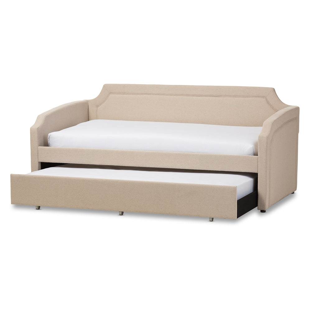 Parkson Twin Size Daybed Grey Fabric Curved with Trundle