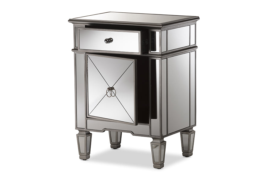 Claudia Hollywood Regency our Style Mirrored End Table