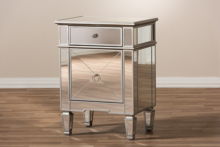 Claudia Hollywood Regency our Style Mirrored End Table