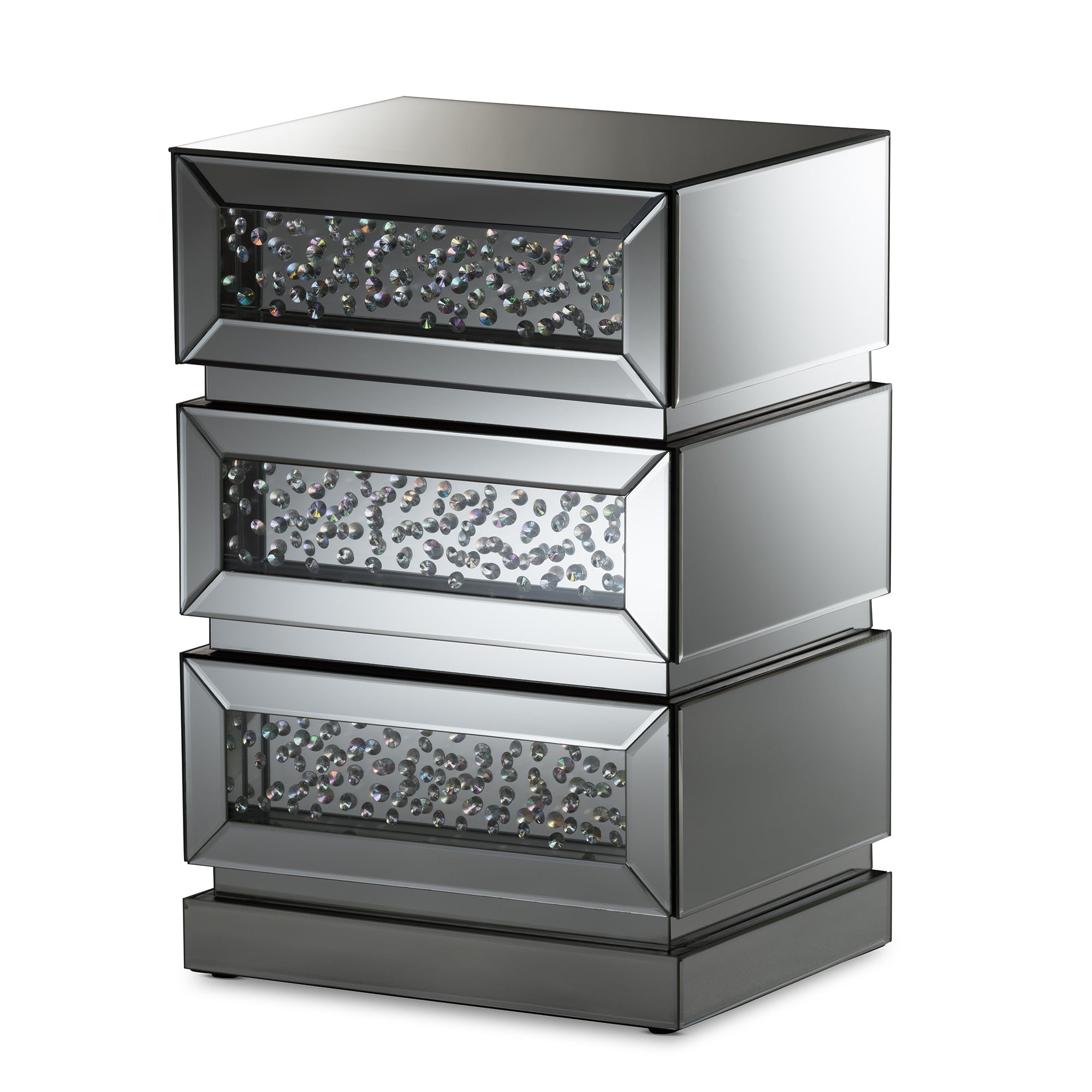 Sabrina Hollywood Regency our Style Mirrored 3-Drawer End Table