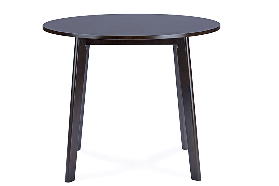 Debbie Mid-Century Dark Brown Wood Round Dining Table