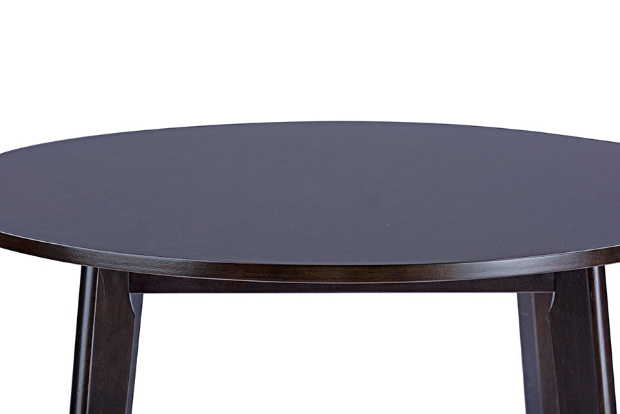 Debbie Mid-Century Dark Brown Wood Round Dining Table