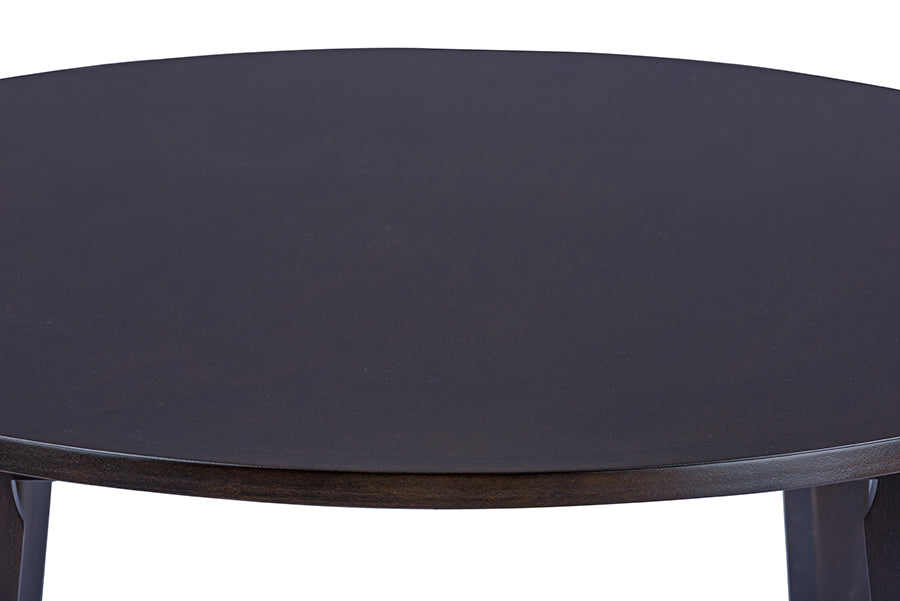 Debbie Mid-Century Dark Brown Wood Round Dining Table