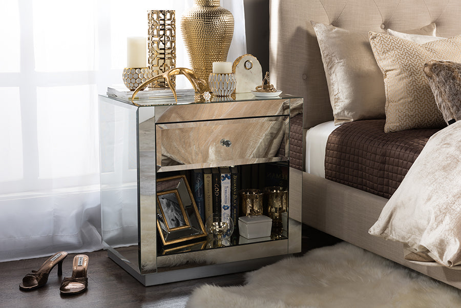 Rochadh Modern and Contemporary Hollywood our Style 1-drawer and 1-shelf End Table