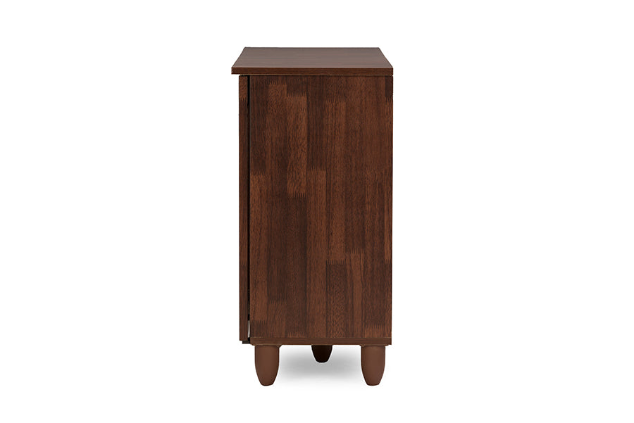 Fernanda Modern and Contemporary 3-Door Dark Brown Wooden Entryway Shoes Storage Wide Cabinet