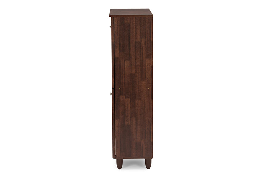 Fernanda Modern and Contemporary 4-Door Brown Wooden Entryway Shoes Storage Tall Cabinet