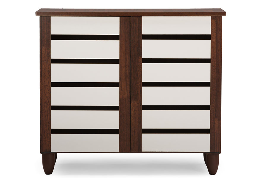 Baxton Studio Gisela Oak and White 2-tone Shoe Cabinet With 2 Doors