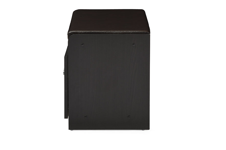 Margaret Modern and Contemporary Dark Brown Wood 2-Door Shoe Cabinet with Seating Bench