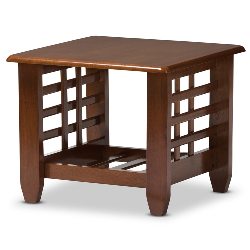 Larissa Modern Classic Mission Style Cherry Finished Brown Wood Living Room Occasional End Table